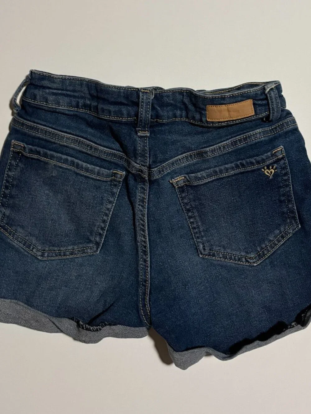 Justice Girls Denim Shorts Size 6 Rainbow Patch Distressed Cuffed Jean Shorts